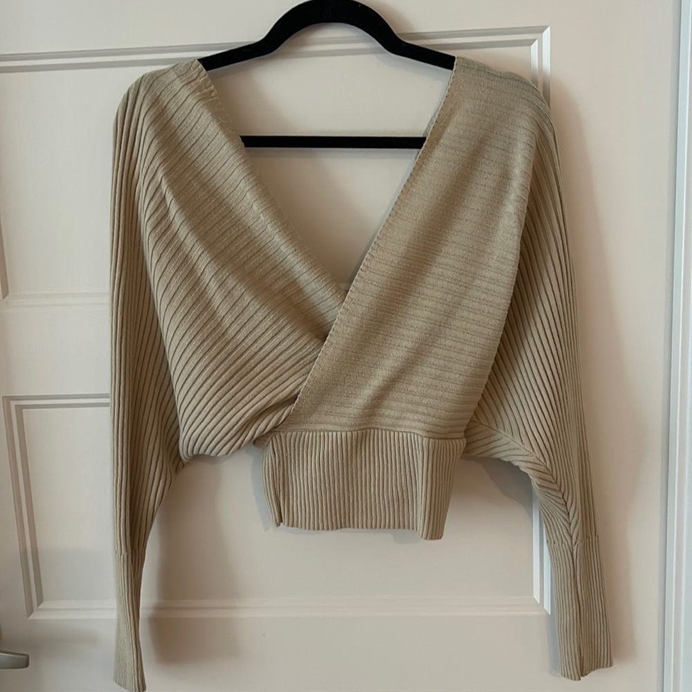 Pretty Little Things Beige Bat sleeve sweater